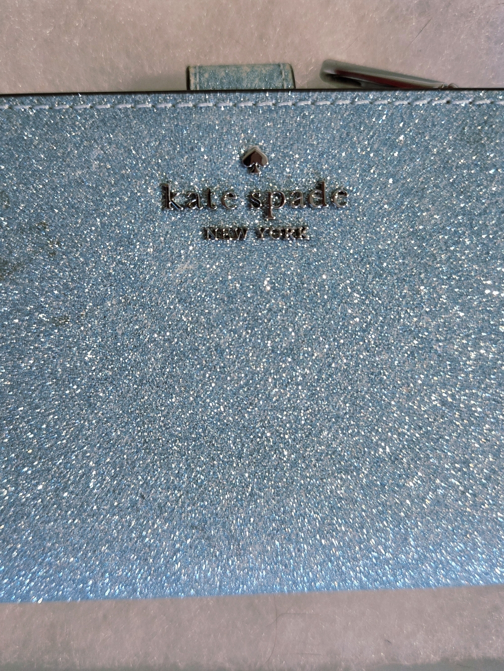 kate spade Glitter Fold Wallet in Sparkling Blue - Picture 1 of 9